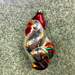 Glass Blown Rooster Christmas Ornament